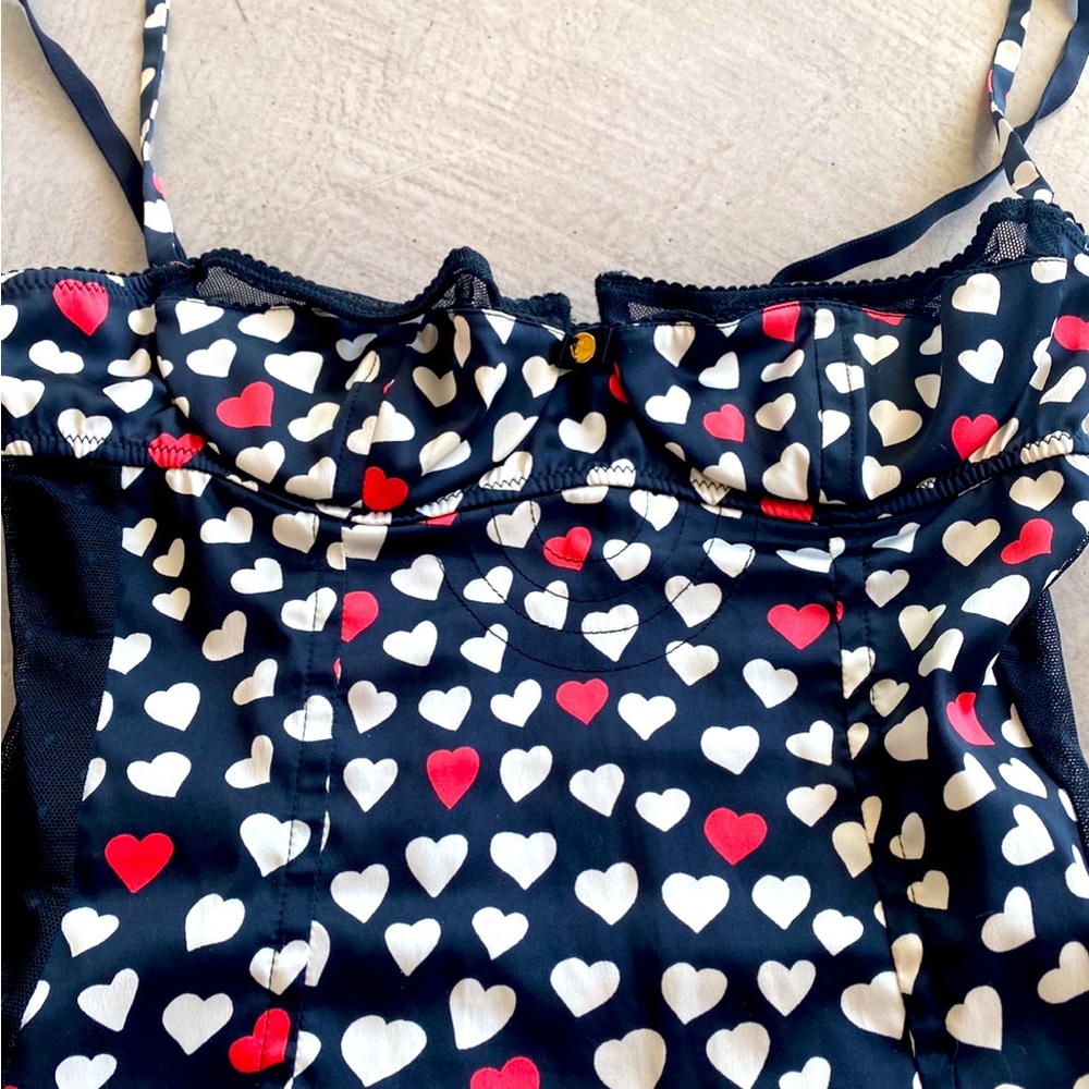 Dolce & Gabbana authentic RARE Y2K black heart bustier mesh stretch pinUp Medium - Picture 9 of 16